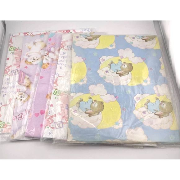 New‎ Lot of 5 American Greetings Vintage Gift Wrap Birthday Kid Child Baby - Picture 1 of 7